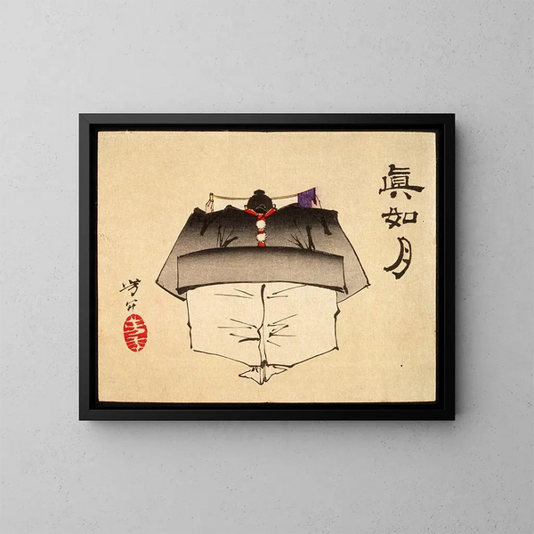 Fuwa Banzaemon in Tanzen-kostuum - Tsukioka Yoshitoshi — ingelijst kunstwerk aan de muur