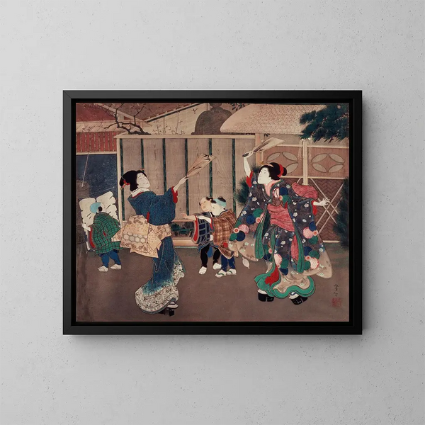 Feest van het Nieuwjaar in januari - Tsukioka Yoshitoshi — ingelijst kunstwerk aan de muur