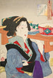 Verdrietige blik De manieren van een serveerster in Fukagawa tijdens de Tenp-periode - Tsukioka Yoshitoshi — weergave van het kunstwerk