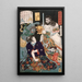Sangoku Schilderij knielt voor een demon en een krijger - Tsukioka Yoshitoshi — ingelijst kunstwerk aan de muur