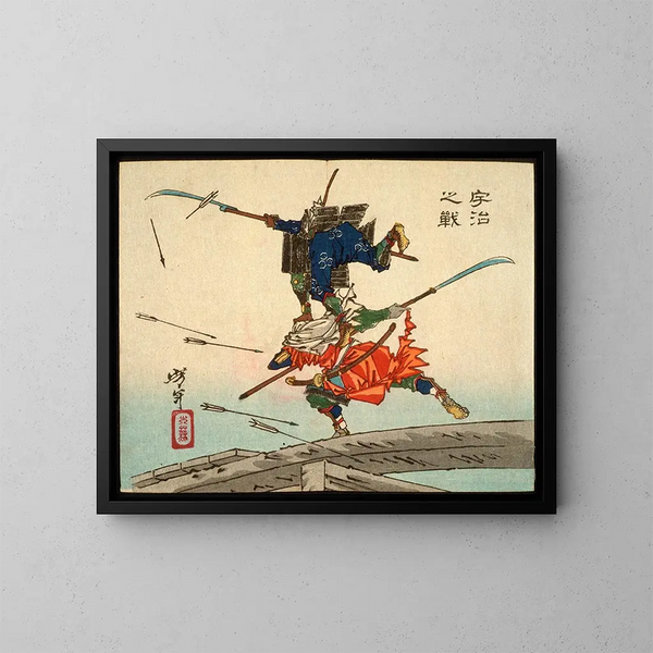 La bataille au pont d'Uji - Tsukioka Yoshitoshi — ingelijst kunstwerk aan de muur