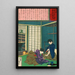 La geisha Umekichi die Nakajima Seibi smeekt haar te verlaten en terug te keren naar haar studie - Tsukioka Yoshitoshi — ingelijst kunstwerk aan de muur