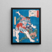 De worstelaar Konjin Chōgorō die een duivel werpt - Tsukioka Yoshitoshi — ingelijst kunstwerk aan de muur