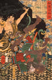 Toki Daishir die de demon bevecht - Tsukioka Yoshitoshi — weergave van het kunstwerk