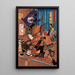 Tomoe Gozen, echtgenote van Kiso Yoshinaka, die Uchida Sabur verslaat - Tsukioka Yoshitoshi — ingelijst kunstwerk aan de muur