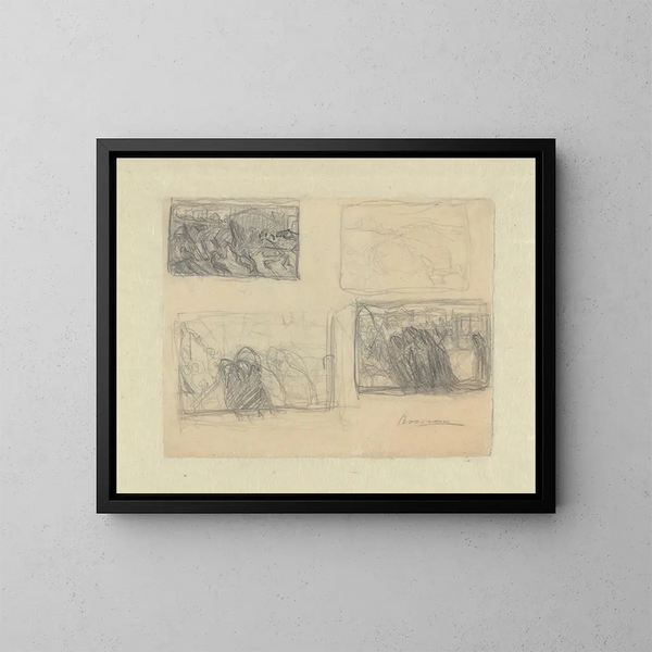 Studieblad - Umberto Boccioni — ingelijst kunstwerk aan de muur