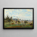 Reproductie van het schilderij van een dorp in de omgeving van Mantes door Jean-Baptiste Camille Corot