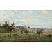 Reproductie van het schilderij van een dorp in de omgeving van Mantes door Jean-Baptiste Camille Corot