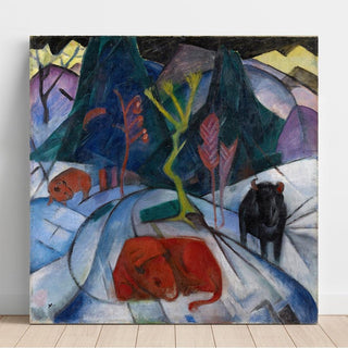 Un bison rouge en hiver - Franz Marc | Reproduction Tableau Décoration murale affiche copie