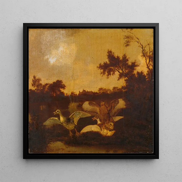 Un busard attaque deux canards - Dirck Wijntrack