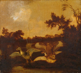 Un busard attaque deux canards - Dirck Wijntrack