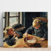 Reproductie van het schilderij van een jongen en een meisje tijdens de lunch - Laurits Andersen Ring
