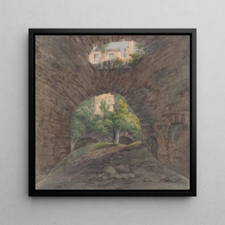 Un jeune couple admirant des ruines près de Bingen - Christian Georg Schütz le Jeune