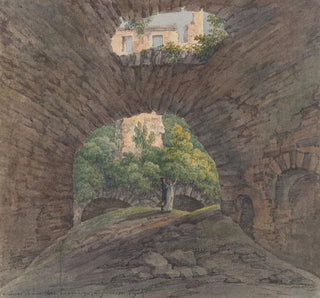 Un jeune couple admirant des ruines près de Bingen - Christian Georg Schütz le Jeune