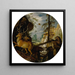 a lion hunting two deer - Roelant Savery — framed artwork on a wall