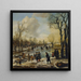 Een winterlandschap met dorpelingen die schaatsen en kolf spelen op een bevroren kanaal, een dorp in de verte - Aert van der Neer — ingelijst kunstwerk aan de muur