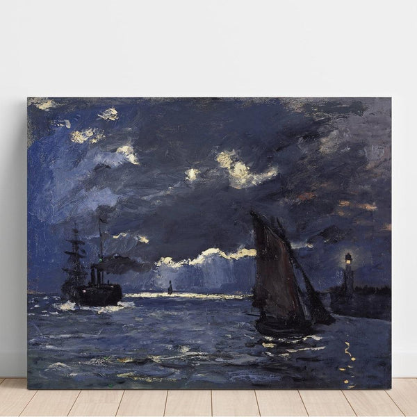 Reproductie van het schilderij Een maritiem landschap, navigatie bij maanlicht - Claude Monet