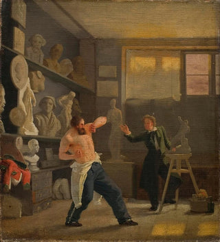 Un sculpteur dans son atelier travaillant d'après nature, le médailleur Christen Christensen - Wilhelm Bendz