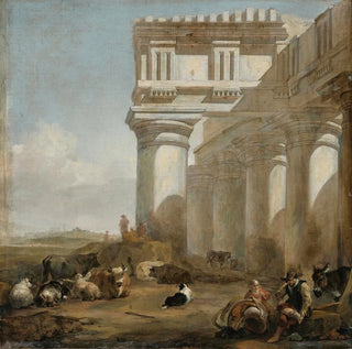 Jan Baptist Weenix - A Roman Temple With Cattle Herders.webp