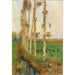 Reproduction of the painting of a painting titled "Une avenue bordée de peupliers avec des dindes" by Marie Egner