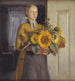 Een meisje met zonnebloemen - Michael Ancher — weergave van het kunstwerk