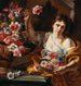 a young woman picking a flower from a vase - Abraham Brueghel — artwork view