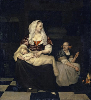 Une mère avec son enfant et une servante - Jacob Ochtervelt