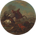 Een gevechtsscène met gevallen soldaten - August Querfurt — weergave van het kunstwerk