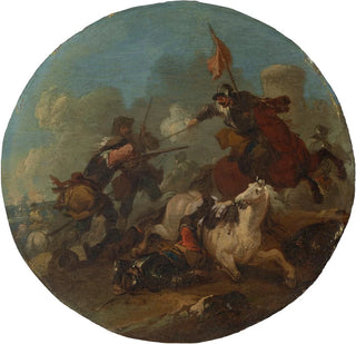 Une scène de bataille avec un cheval tombé - August Querfurt