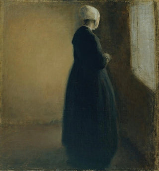 Une vieille femme debout près d'une fenêtre - Vilhelm Hammershi