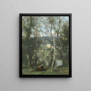 Een vrouw die hout verzamelt in Ville-d'Avray - Jean-Baptiste Camille Corot