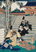 Acte I Enya en Dame Kaoyo die proberen Wakasanosuke en Moronao te kalmeren - Utagawa Kunisada Toyokuni III — weergave van het kunstwerk
