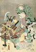 Acteurs en Ebisu Fukurokuju Benkei Vos en Jager in de stijl van tsue - Utagawa Kunisada Toyokuni III — weergave van het kunstwerk