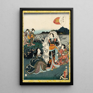 Utagawa Kunisada Toyokuni III - Murasaki Shikibu in Hiding from the Tale of Genji chapter Night Plum.webp