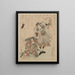 Twee mannen, een met een zwarte paardenbanner - Utagawa Kunisada Toyokuni III — ingelijst kunstwerk aan de muur