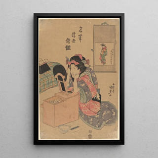 Utagawa Kunisada Toyokuni III - Woman Seated before a MakeUp Mirror.webp