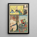 Brigade Chi Dixième groep Schilderij Quartier der theaters in Saruwaka Acteur Ichikawa Ebiz V in oude vrouw van het eenzame huis - Utagawa Kuniyoshi — ingelijst kunstwerk aan de muur