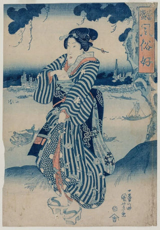 Utagawa Kuniyoshi - Geisha Standing on the Bank of the Sumida River.webp