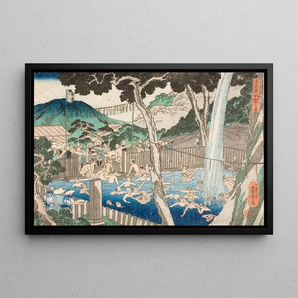 Cascade de Rben au Mont Yama - Utagawa Kuniyoshi — framed artwork on a wall