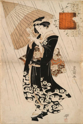 Utagawa Toyokuni I - The poetess Onono Komachi in the rain.webp