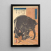 Uitzicht op de grote geïmporteerde olifant - Utagawa Yoshimori — ingelijst kunstwerk aan de muur