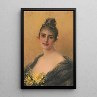 V Covey - Woman from chest up with yellow flowers.webp