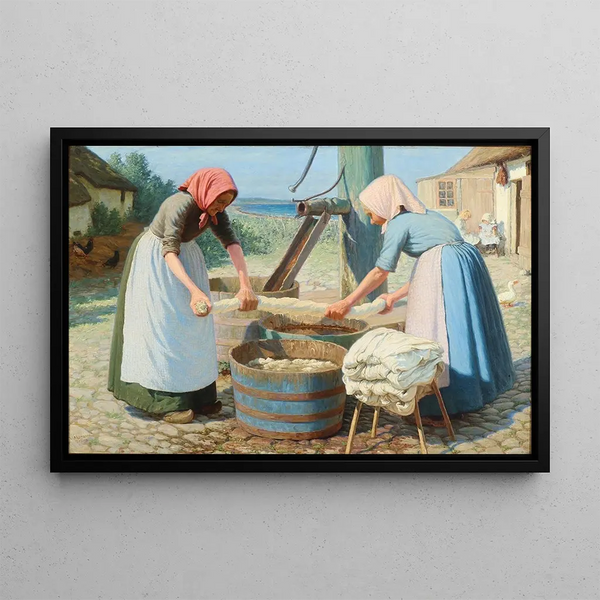 Valdemar Magaard - Et par bondekoner vasker tj p grdspladsen.webp