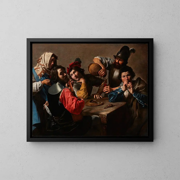 Het Concert - Valentin de Boulogne — ingelijst kunstwerk aan de muur