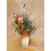 Reproductie van het schilderij Bloemenvaas (roze achtergrond) - Odilon Redon