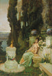 Een dame op een marmeren bankje in het oude Rome - Vasiliy Kotarbinsky — weergave van het kunstwerk