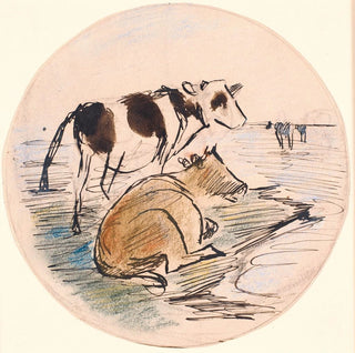 Veaux à Saltholm esquisse pour plat en céramique - Theodor Philipsen