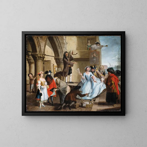 Jongleurs vénitiens devant le palais des Doges - Venetiaanse Meester 18e Eeuw — ingelijst kunstwerk aan de muur