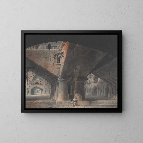 van een zittende man in een gevangenis - Victor Jean Nicolle — ingelijst kunstwerk aan de muur