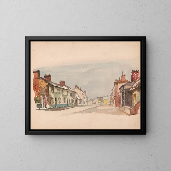 Straat in Beauvais, koude zondag - Victor Alfred Lundy — ingelijst kunstwerk aan de muur
